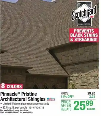 Menards Pinnacle Pristine Architectural Shingles offer