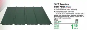 Menards 36" W Premium Steel Panel offer
