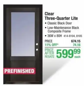 Menards Clear Three-Quarter Lite offer