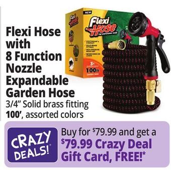 Ocean State Job Lot Flexi hose with 8-function nozzle, 100', red/black offer