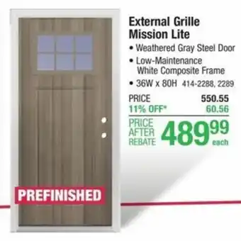 Menards External Grille Mission Lite offer