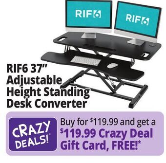 Ocean State Job Lot Rif6 37" adjustable height standing desk converter offer