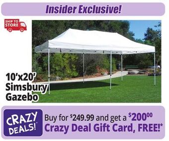 Ocean State Job Lot Simsbury 10' x 20' one-touch pop-up gazebo offer
