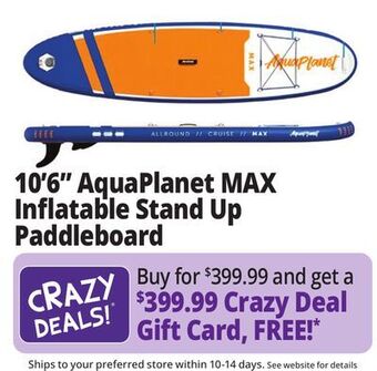 Ocean State Job Lot Aquaplanet 10'6" max inflatable stand up paddleboard offer