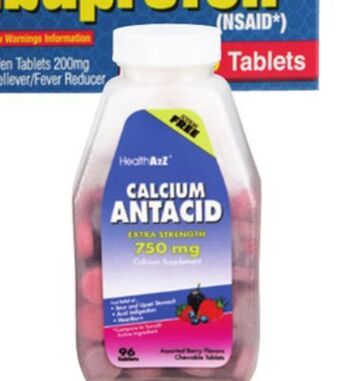 Ocean State Job Lot Calcium antacid 750 mg tablets, 96 count offer