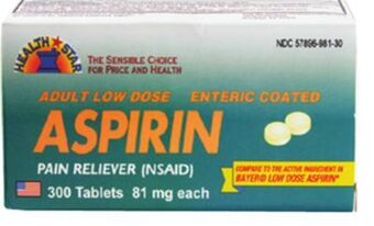 Ocean State Job Lot Adult low dose enteric coated aspirin pain reliever, 81 mg, 300 tablets offer