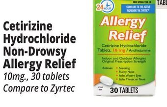 Ocean State Job Lot Cetirizine hydrochloride non-drowsy allergy relief offer