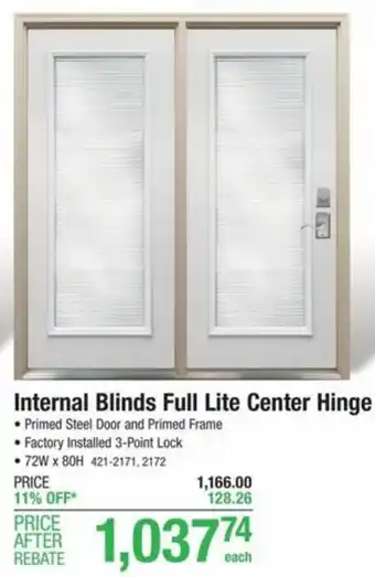 Menards Internal Blinds Full Lite Center Hinge offer