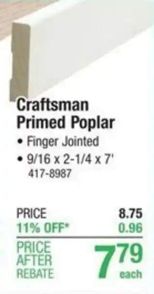 Menards Craftsman Primed Poplar offer