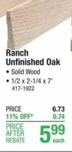 Menards Ranch Unfinished Oak offer