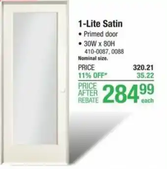 Menards 1-Lite Satin offer