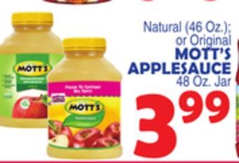 Bravo Supermarkets Mott's applesauce 48 oz jar offer