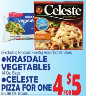 Bravo Supermarkets Krasdale vegetables 14 oz. bags celeste pizza for one 5-5.96 oz. boxes offer