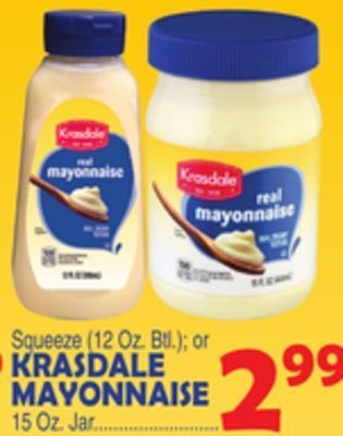 Bravo Supermarkets Krasdale mayonnaise 15 oz. jar offer