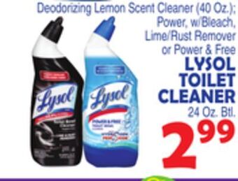 Bravo Supermarkets Lysol toilet cleaner 24 oz. btl. offer