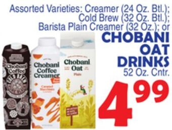 Bravo Supermarkets Chobani oat drinks 52 oz. cntr. offer
