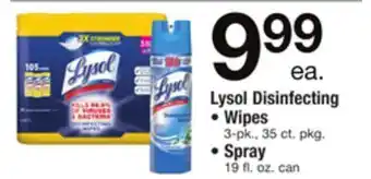 ACME Lysol disinfecting, wipes 3 - pk., 35 ct. pkg., spray 19 fl. oz. can offer