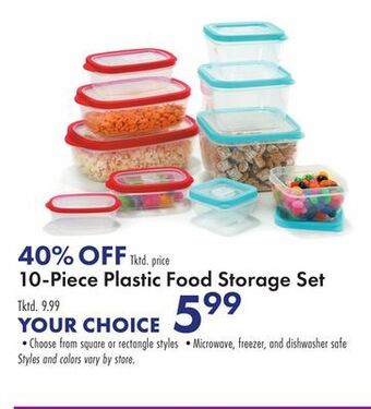 Boscov's 10-piece plastic food storage set offer