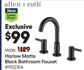 Lowe's Allen + roth® harlow matte black bathroom faucet offer