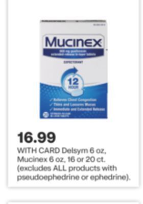 CVS Delsym 6 oz, mucinex 6 oz, 16 or 20 ct. offer