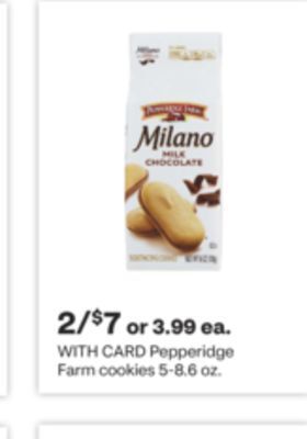 CVS Pepperidge farm cookies 5-8.6 oz. offer