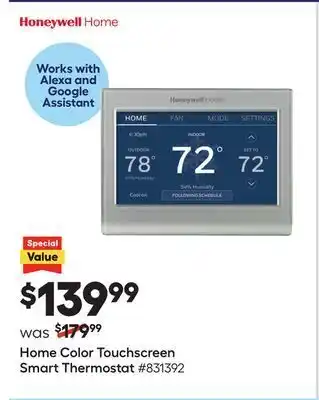 Lowe's Honeywell home color touchscreen smart thermostat offer