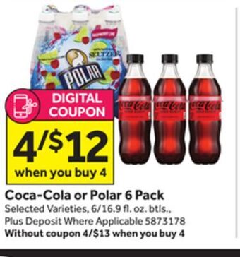 Stop&Shop Coca-cola or polar 6 pack offer