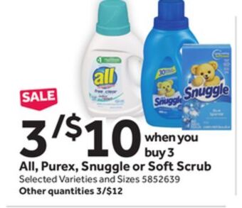 Stop&Shop All, purex, snuggle or soft scrub offer