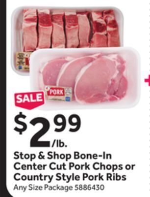 Stop&Shop Stop & shop bone-in center cut pork chops or country style pork ribs offer
