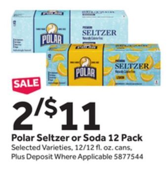 Stop&Shop Polar seltzer or soda 12 pack offer
