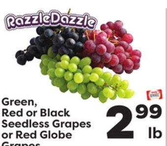 Weis Markets Green, red or black seedless grapes or red globe grapes offer