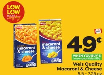 Weis Markets Weis quality macaroni & cheese offer