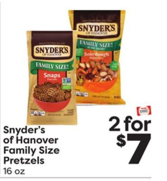 Weis Markets Snyder's of hanover family size pretzels offer