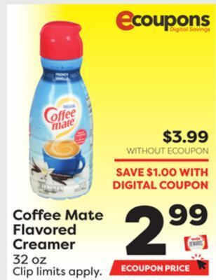 Weis Markets Coffee mate flavored creamer offer