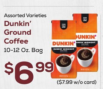 DeCicco & Sons Dunkin' ground coffee offer