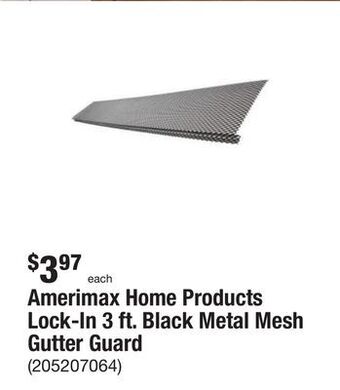 The Home Depot Amerimax home products lock-in 3 ft. black metal mesh gutter guard offer
