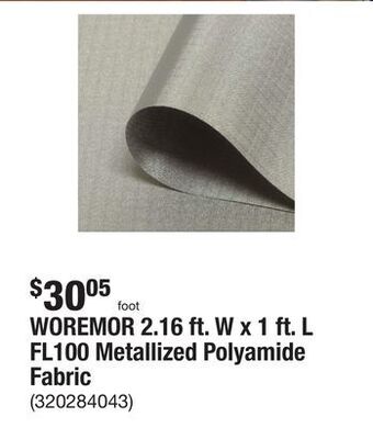 The Home Depot Woremor 2.16 ft. w x 1 ft. l fl100 metallized polyamide fabric offer