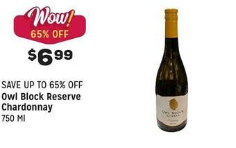 Grocery Outlet Owl block reserve chardonnay offer