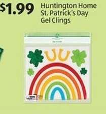 Aldi Huntington Home St. Patrick's Day Gel Clings offer