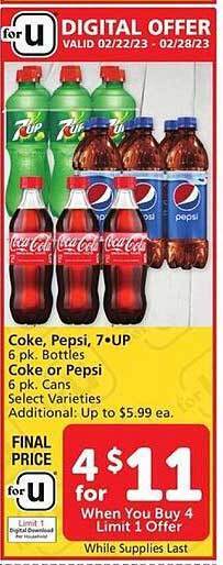 Vons Coke, pepsi, or 7-up offer
