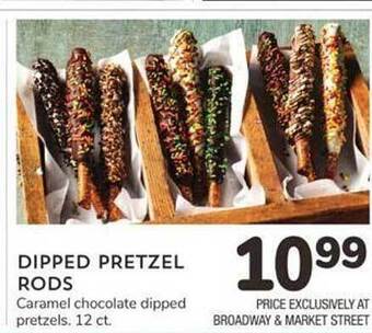 Albertsons Dipped pretzel rods caramel chocolate dipped pretzels. 12 ct offer