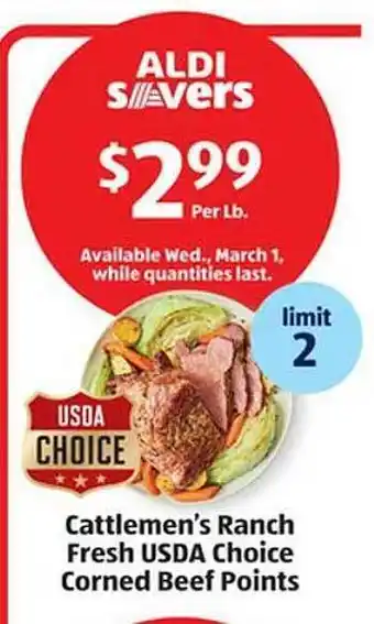 Aldi Cattlemen's ranch fresh usda choice corned beef pints offer