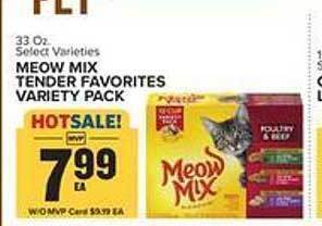 Food Lion Meow mix tender favorites variety pack offer