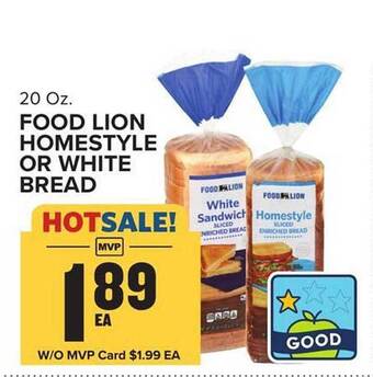Food Lion Food lion homestyle or white bread offer