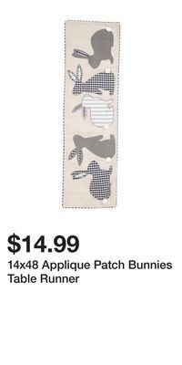 TJ Maxx 14x48 applique patch bunnies table runner offer