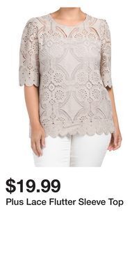 TJ Maxx Plus lace flutter sleeve top offer