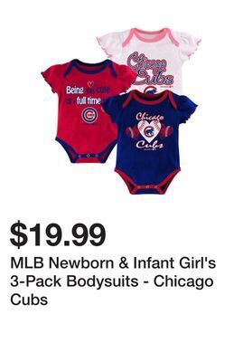 Kmart Mlb newborn & infant girl's 3-pack bodysuits - chicago cubs offer