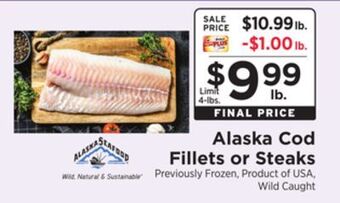 ShopRite Alaska cod fillets or steaks offer
