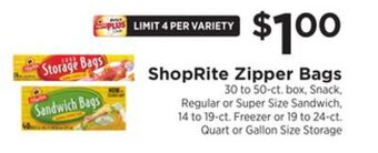ShopRite Zipper bags offer