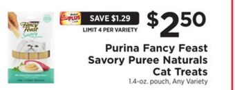 ShopRite Fancy feast savory puree naturals cat treats offer